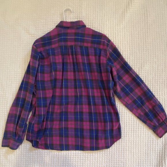 Long Sleeve Purple and Blue Plaid Shirt Lize Large - Picture 3 of 3